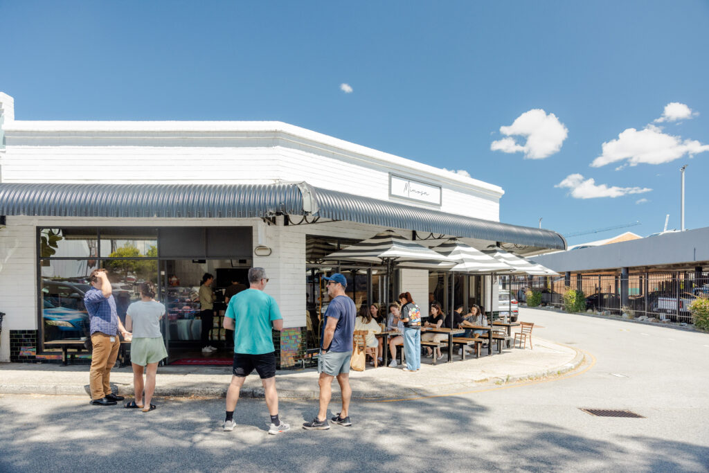 Mimosa cafe exterior and outdoor seating in Subiaco, Perth